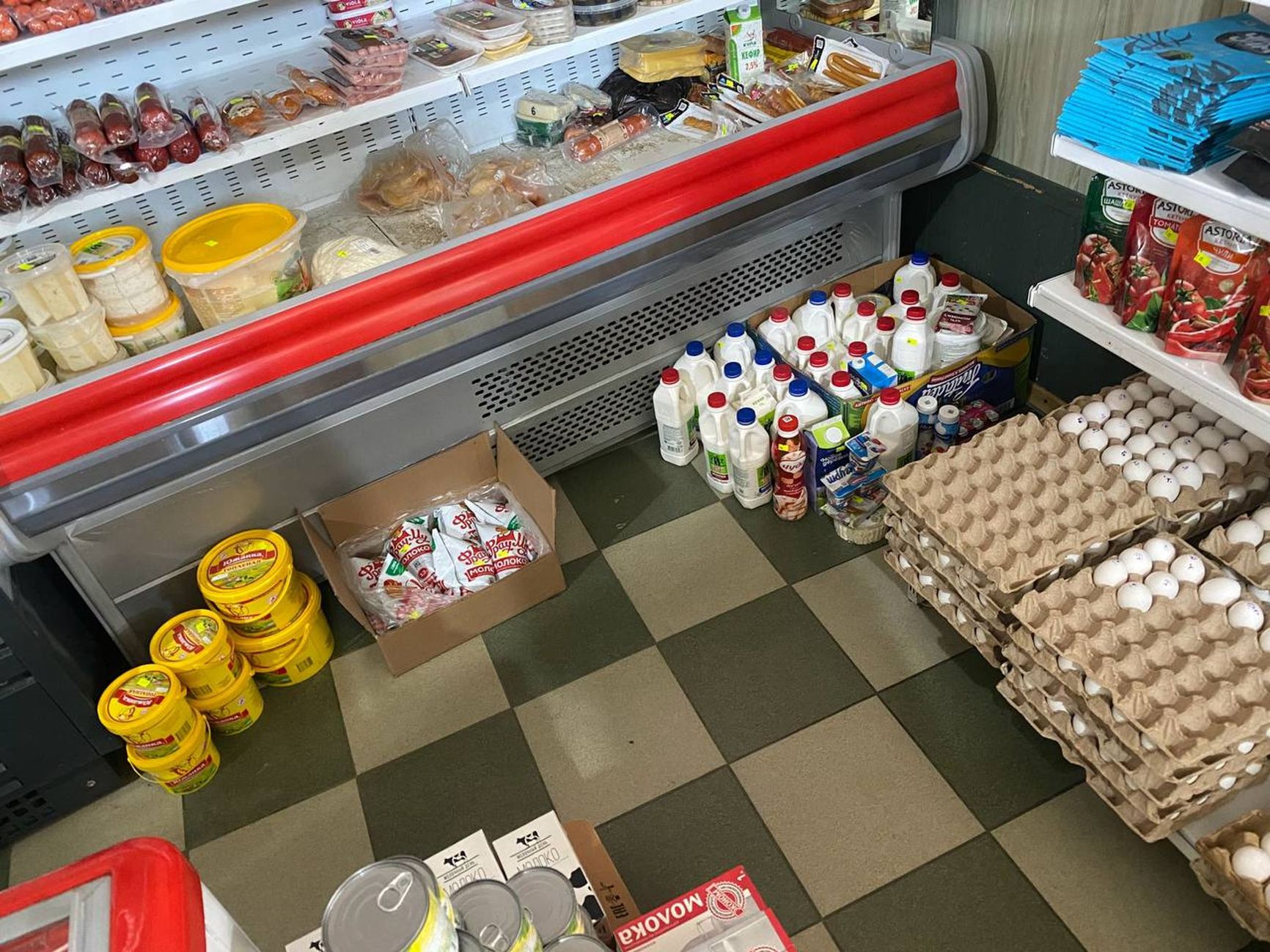 Spoiled food in a shop after a power outage