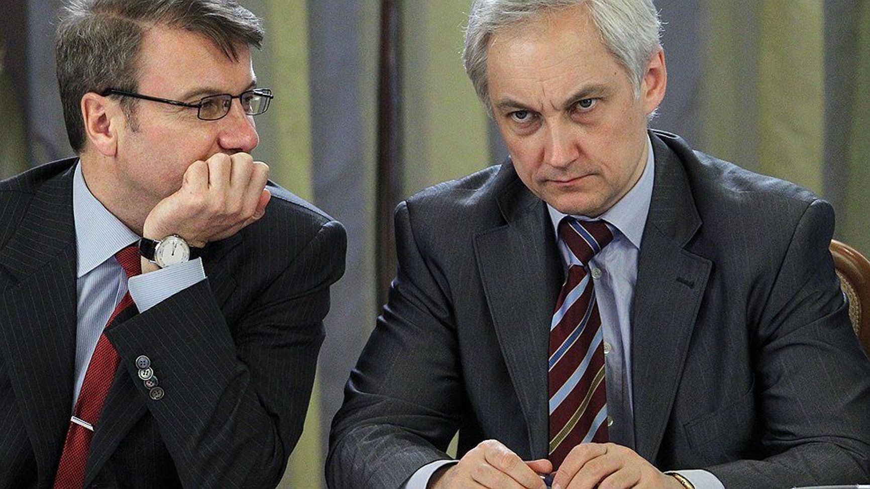 Sberbank CEO and ex-Minister of Economic Development Herman Gref (left) and Andrei Belousov (right)