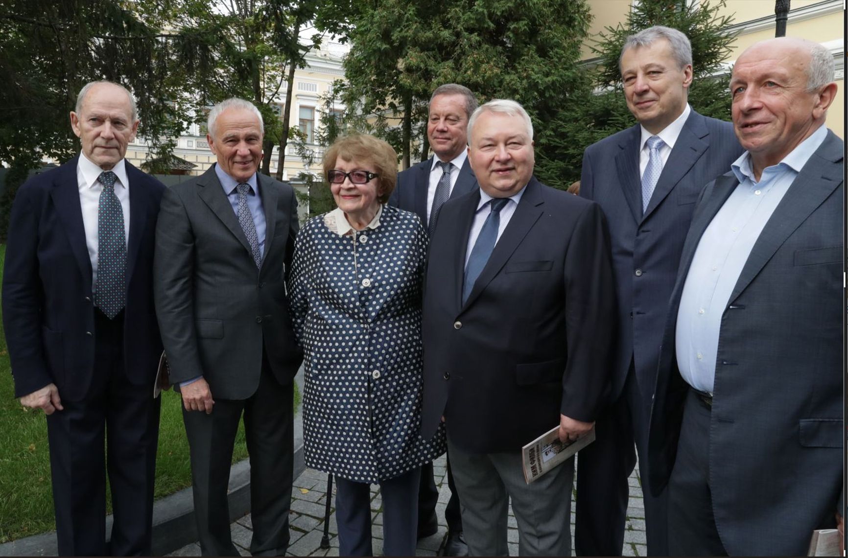 Yuri Kudimov (fourth from the left) with Kim Philby's widow and former apprentices